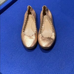Chloe rose gold crackled scalloped flats